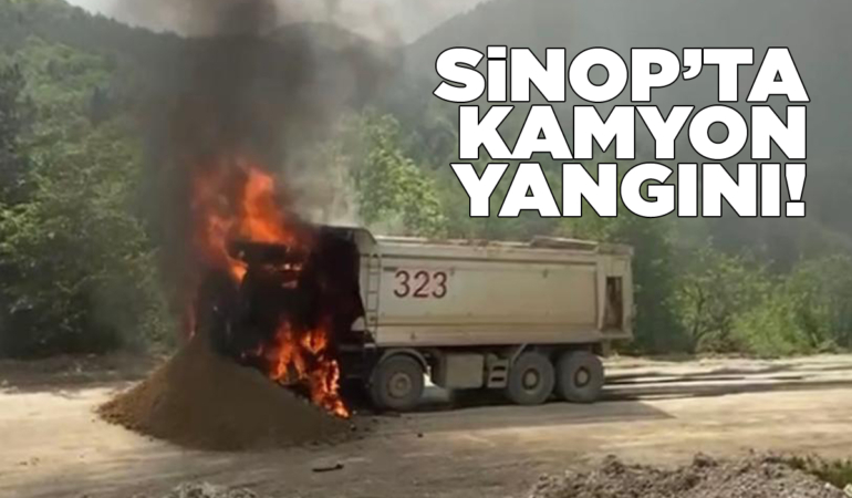 Sinop’ta kamyon alevlere teslim oldu