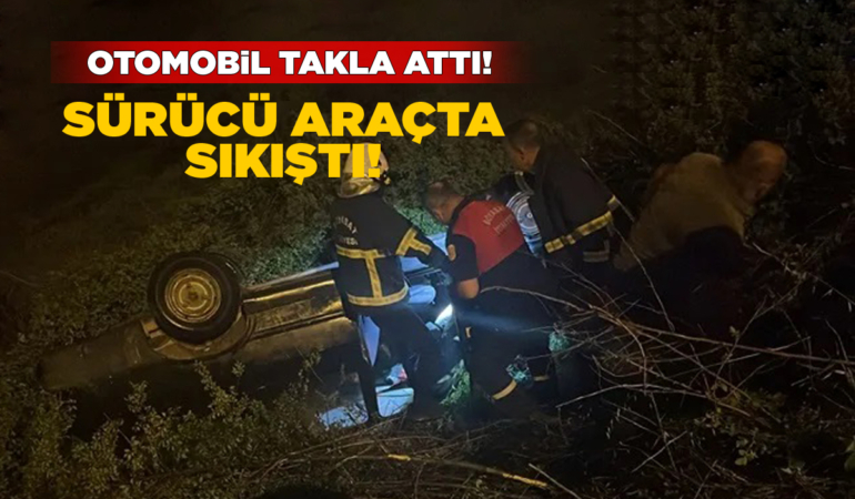 Otomobil araziye uçtu