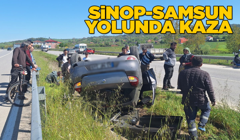 Bariyere çarptı, su kanalına devrildi