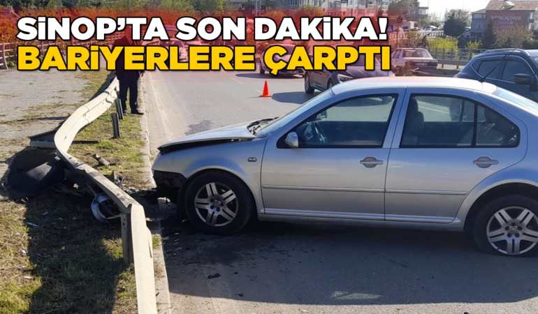 Direksiyon hakimiyetini kaybederek demir bariyerlere çarptı