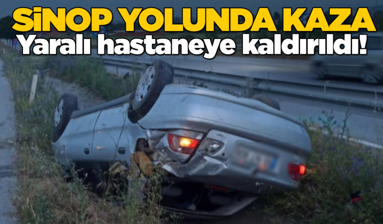 Otomobil refüje çıkarak takla attı