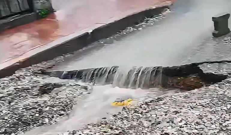 Sinop’ta sağanak yağış sonrası yol çöktü