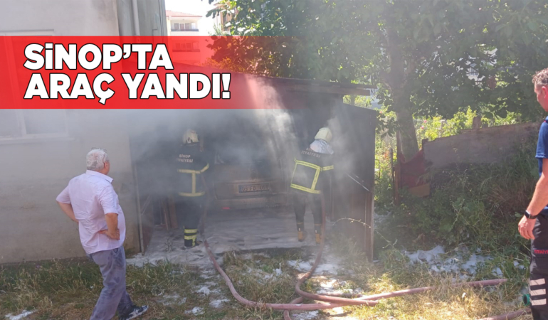 Garajda duran araç alevlere teslim oldu