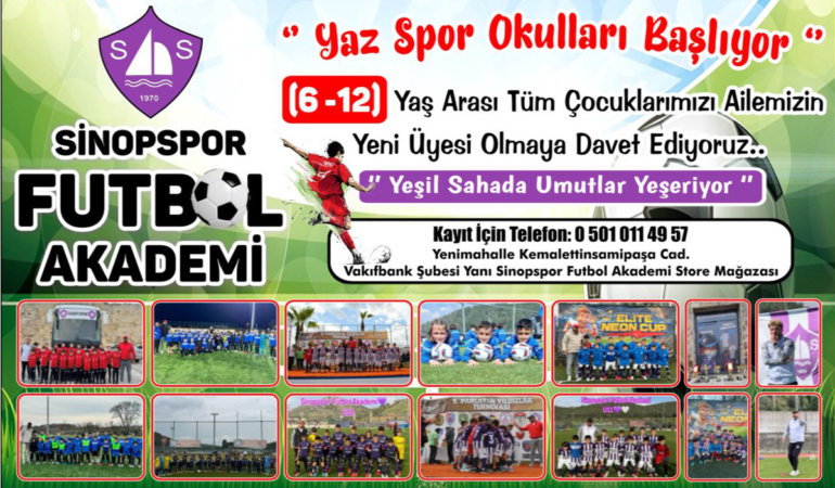 Sinopspor Futbol Akademisi Yaz Spor Okulları başlıyor!