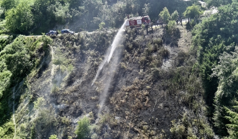 İlçede makilik alanda yangın çıktı