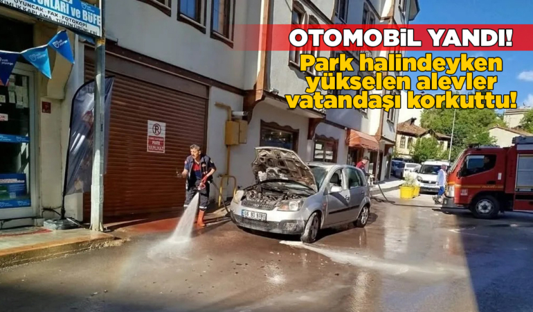 Park halindeki otomobilden alevler yükseldi