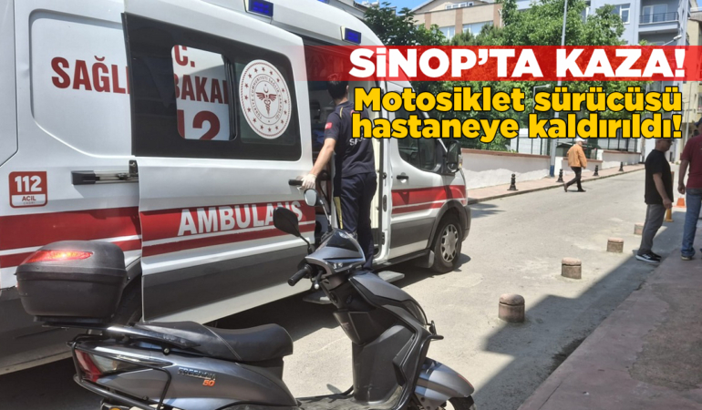 Sinop’ta motosiklet devrildi, sürücü yaralandı