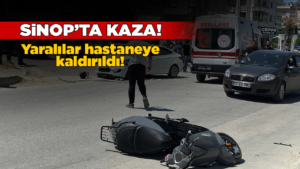 Sinop'ta otomobille motosikletin çarpıştığı kazada 2 kişi yaralandı
