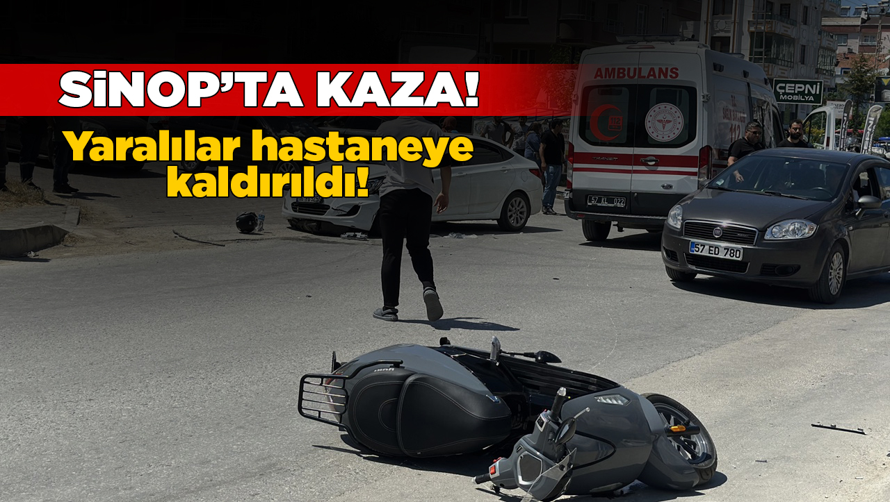 Sinop'ta otomobille motosikletin çarpıştığı kazada 2 kişi yaralandı