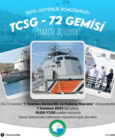 TCSG-72 GEMİSİ SİNOP'TA HALKIN ZİYARETİNE AÇILACAK