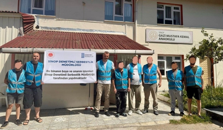 Yükümlülerden okullara temizlik ve onarım desteği