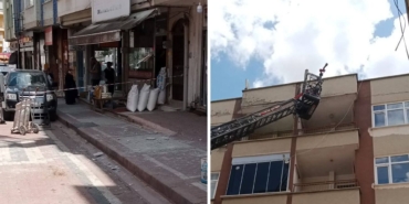 Binadan düşen beton parçaları araca zarar verdi