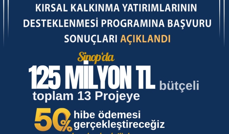 SİNOP’TA KIRSAL KALKINMAYA 56 MİLYON TL HİBE DESTEĞİ