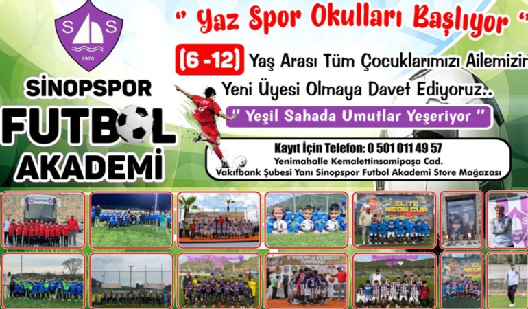 Sinopspor Futbol Akademisi Yaz Spor Okulları başlıyor!