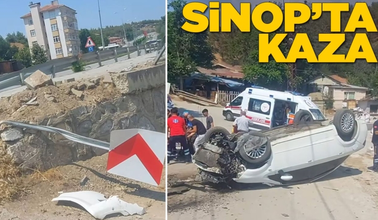 Virajı alamayan otomobil takla attı: Yaralılar var!
