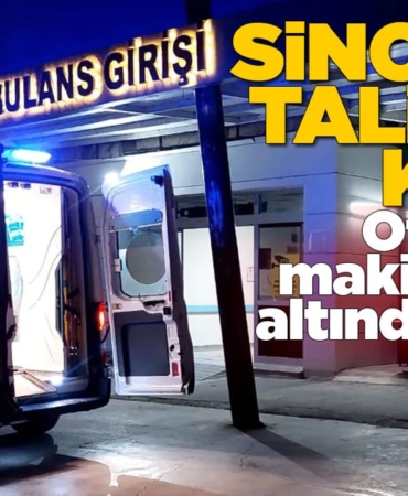 Ot biçme makinesinin altında kaldı