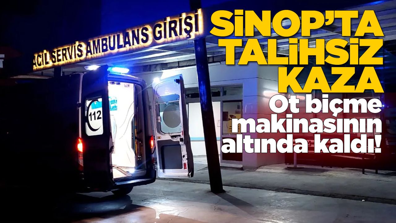 Ot biçme makinesinin altında kaldı