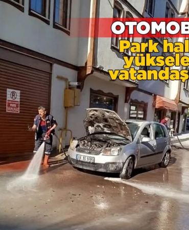 Park halindeki otomobilden alevler yükseldi