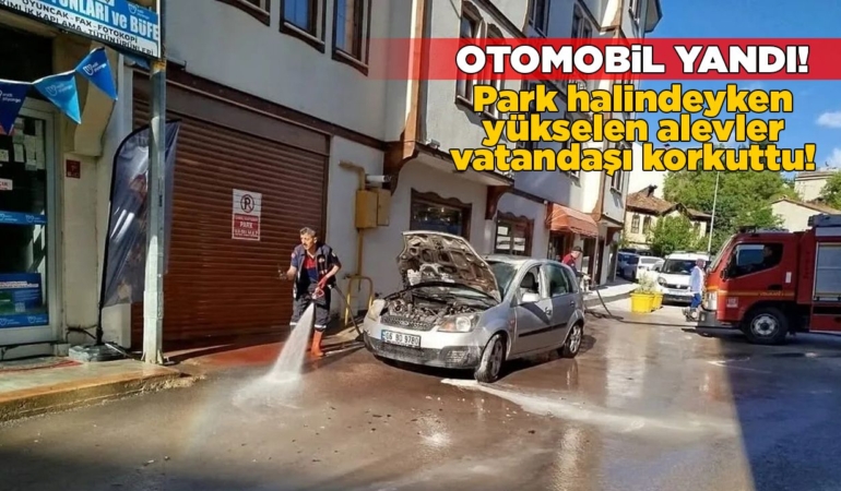 Park halindeki otomobilden alevler yükseldi