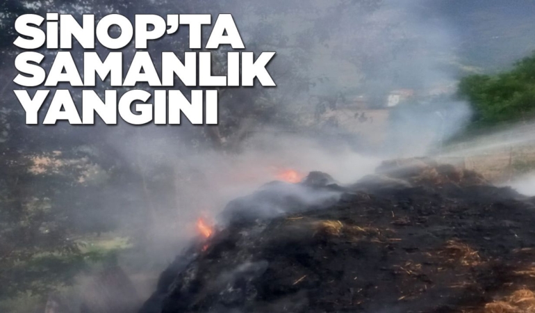 Samanlık yangınında 300 balya zarar gördü