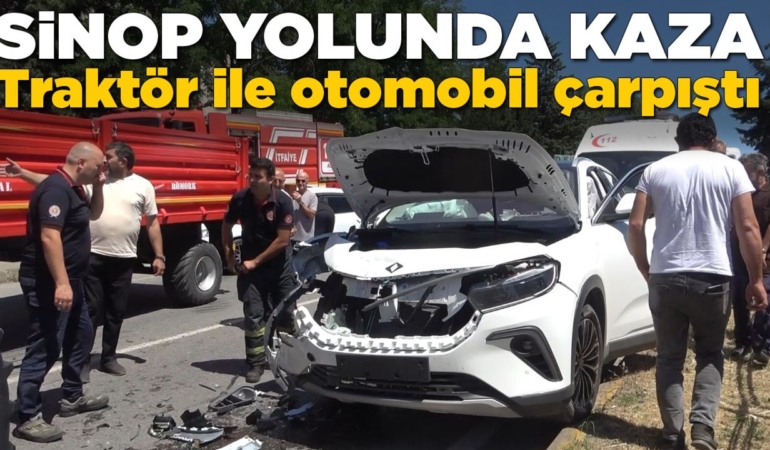 Traktör ile otomobil çarpıştı: 2 yaralı