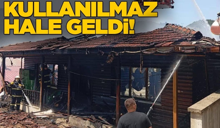 Sinop’ta yanan fabrikanın son hali görüntülendi