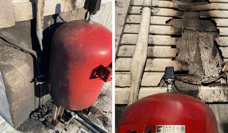 Genleşme tüpü yangına neden oldu