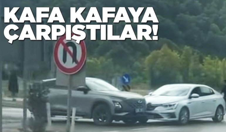 İki otomobil köprü çıkışında çarpıştı