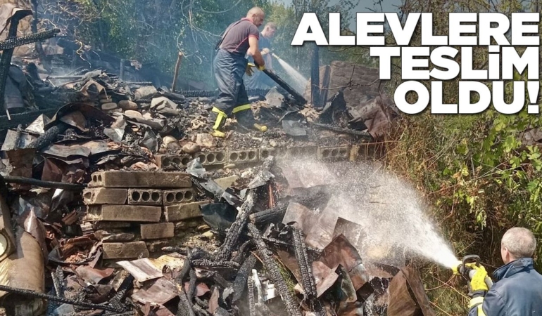 Ahşap ev tamamen yandı