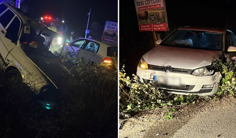 Sinop’ta iki otomobil köprü çıkışında çarpıştı
