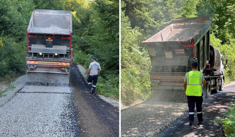 Sinop’ta 115 kilometrelik köy yolunda asfaltlama çalışması