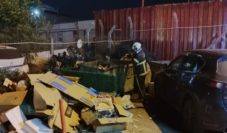 Sinop’ta çöp konteyneri yangını
