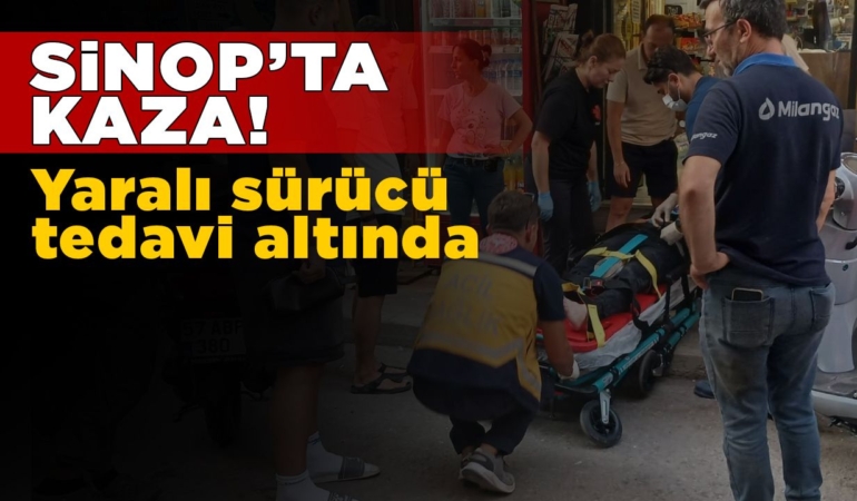 Islak zeminde kayan motosiklet devrildi