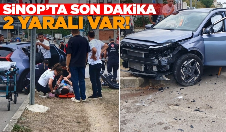 Sinop’ta trafik kazası! İki otomobil çarpıştı!