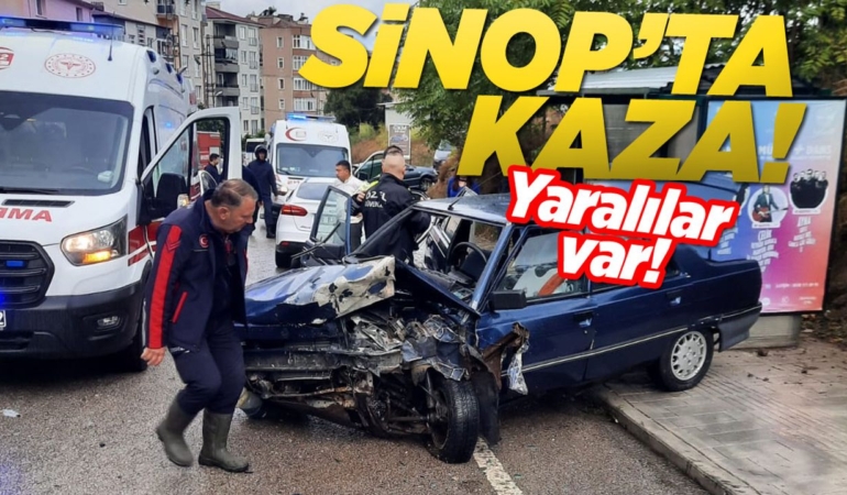 Sinop’ta kaza Otomobil hurdaya döndü!