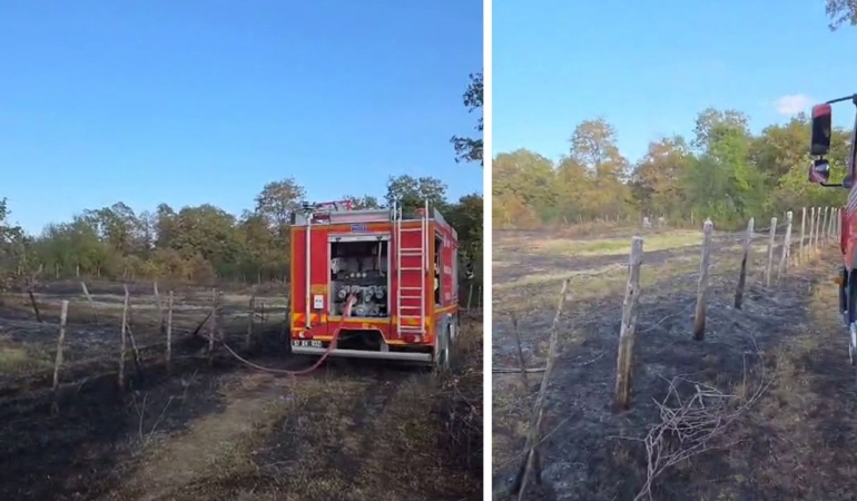 Karapınar köyünde arazi yangını