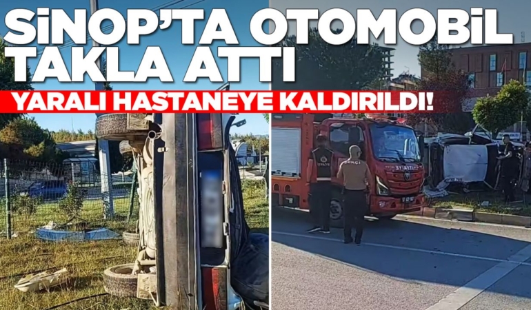 Takla atan otomobildeki 1 kişi yaralandı