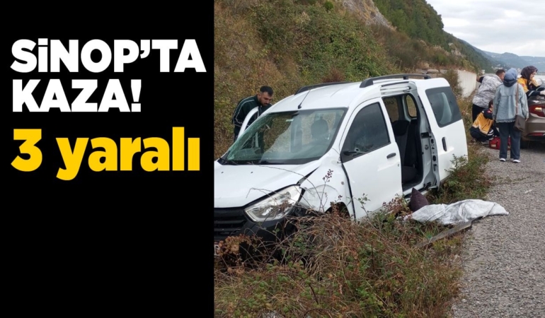 İstinat duvarına çarpan otomobildeki 3 kişi yaralandı