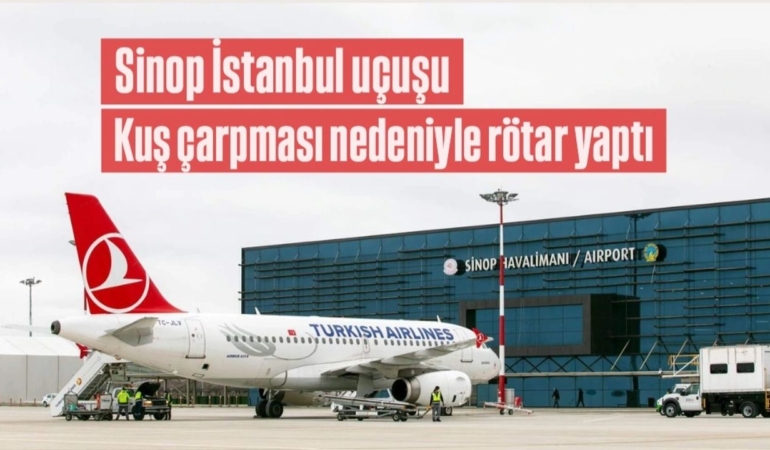 Sinop-İstanbul uçuşu kuş çarpması nedeniyle ertelendi