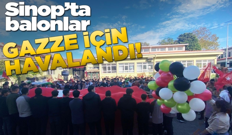 Sinoplu öğrenciler Gazze’ye destek için balon uçurdu