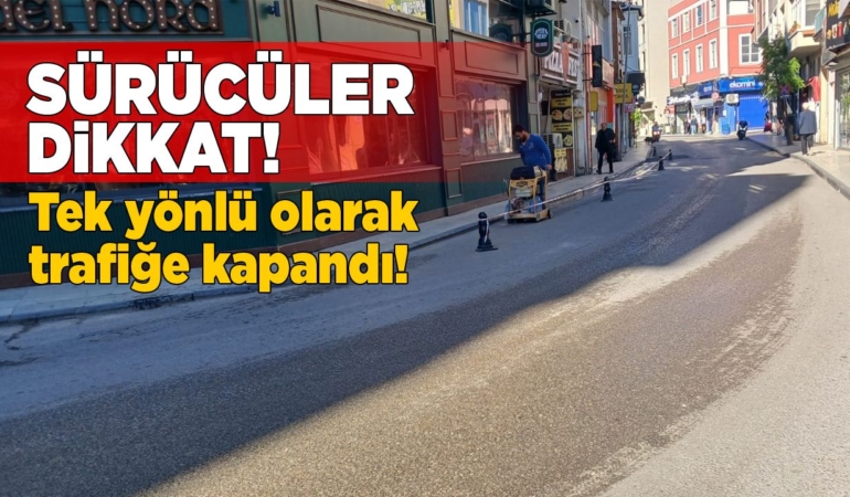 Sinop’un işlek caddesi trafiğe tek yönlü kapandı