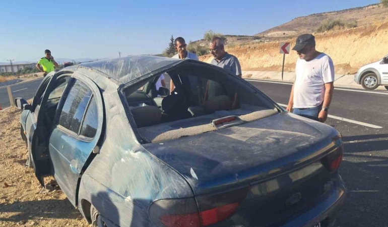 Takla atan otomobilde yaralanan olmadı